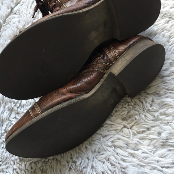 Brown Leather Steve Madden Troopa Combat Boots - Picture 3 of 9